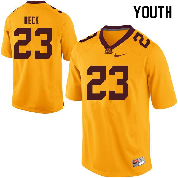 Youth #23 Adam Beck Minnesota Golden Gophers College Football Jerseys Sale-Gold